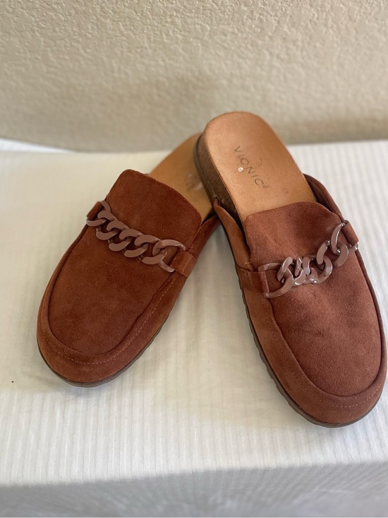 Vionic Shoes - Vionic Rust Brown Suede Chain-Link Slide Mules SZ 9